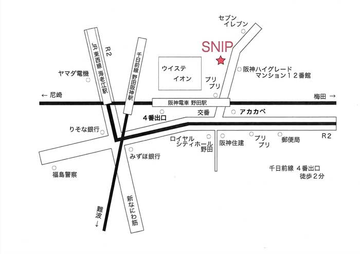 大阪市福島区野田阪神駅前美容室マップ
